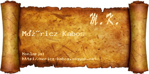 Móricz Kabos névjegykártya